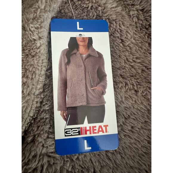 32 Degrees Heat Women's Cozy Fleece Jacket NWT Purple L Perfect for 3 Seasons! - Picture 5 of 7